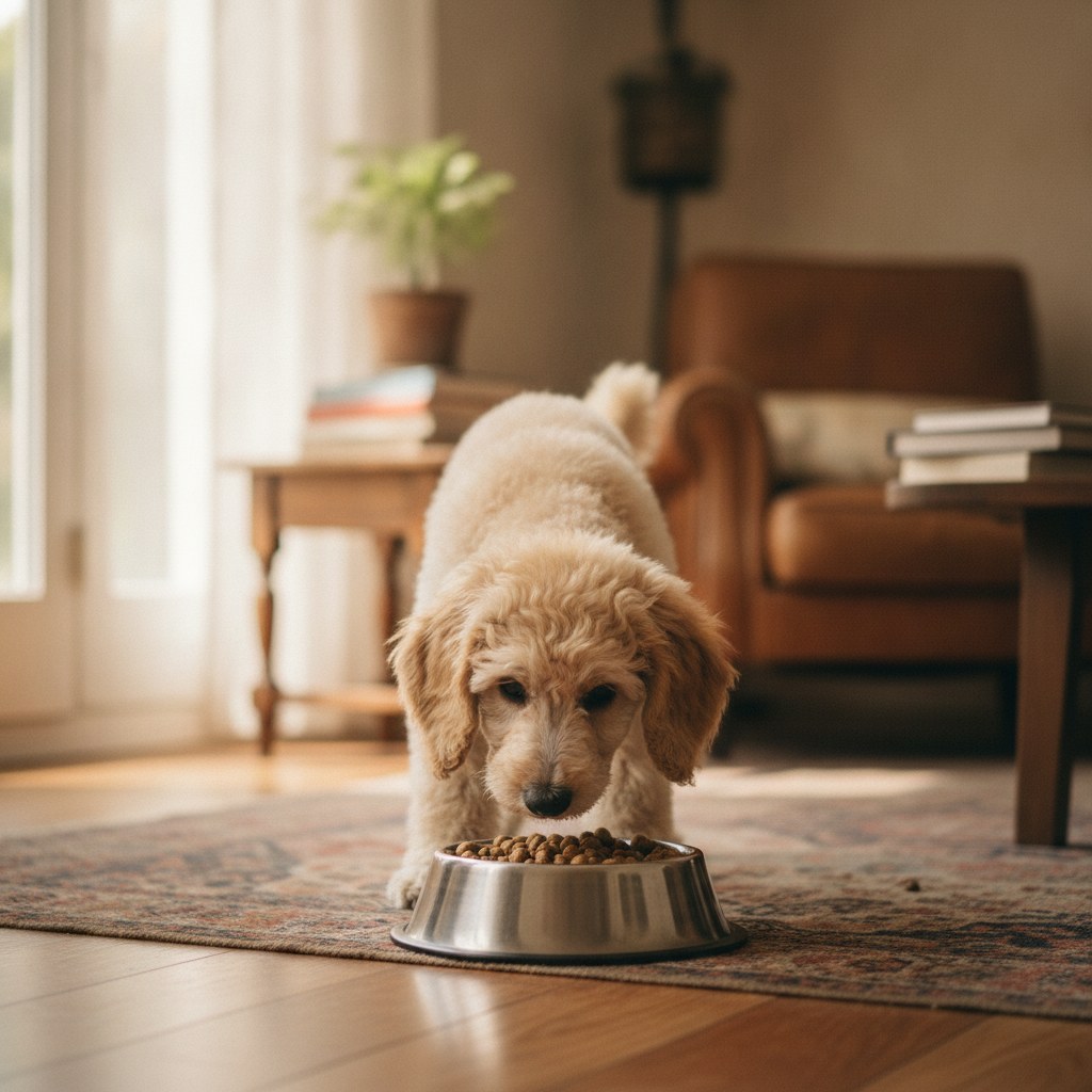 Ideal para la raza: cachorro comiendo