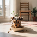 Ideal para la raza: cachorro comiendo