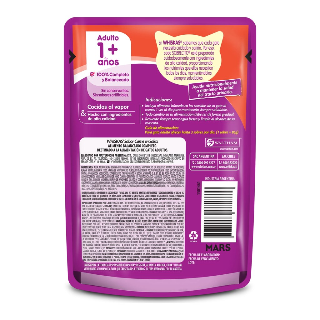 Whiskas Adulto Carne Salsa 85Gr – foto 2