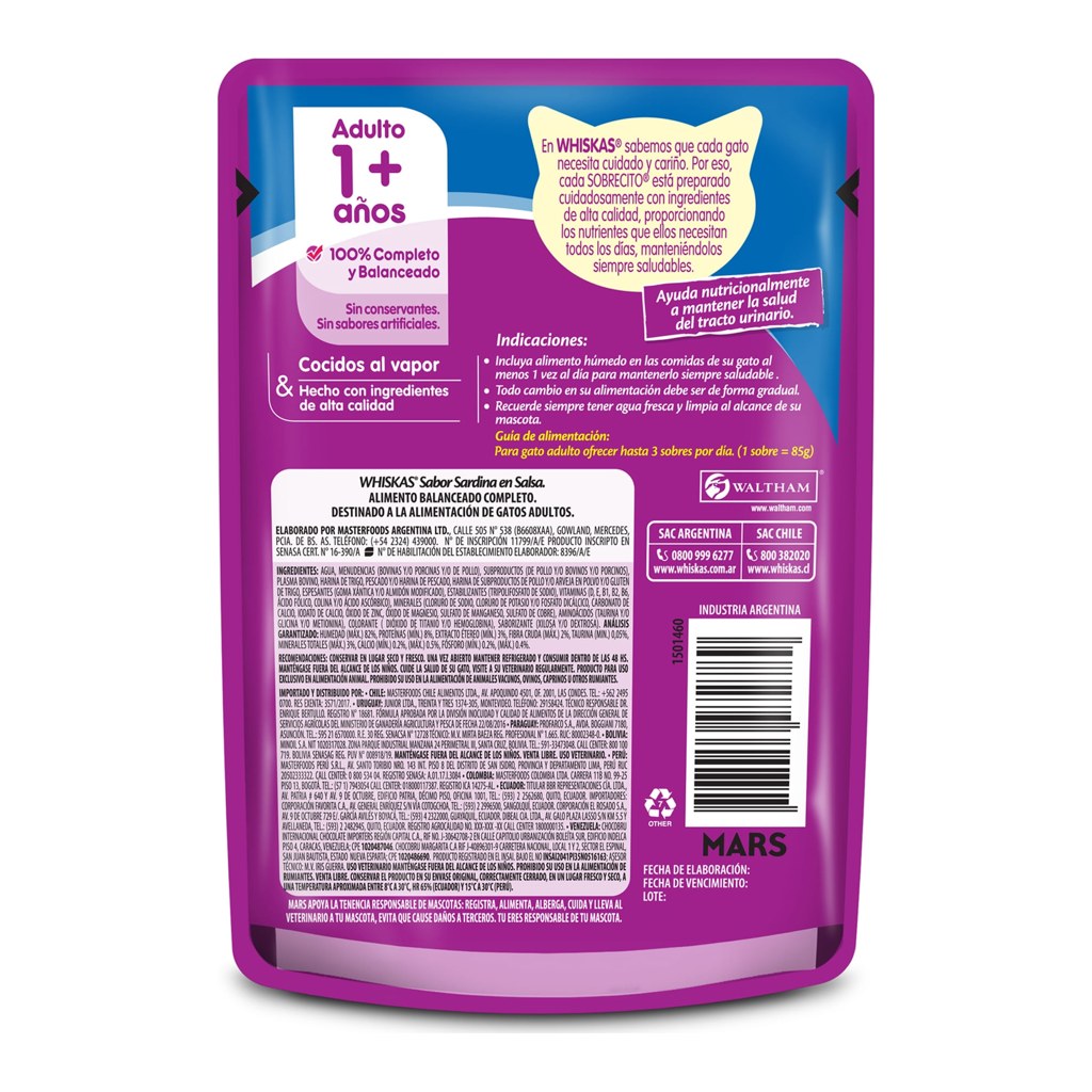 Whiskas Adulto Sardin SALSA 85Gr – foto 2