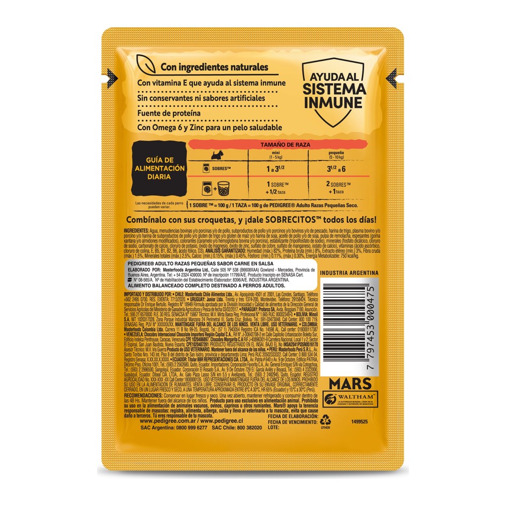 Pedigree Adulto Pequeños Carne 100Gr – foto 2
