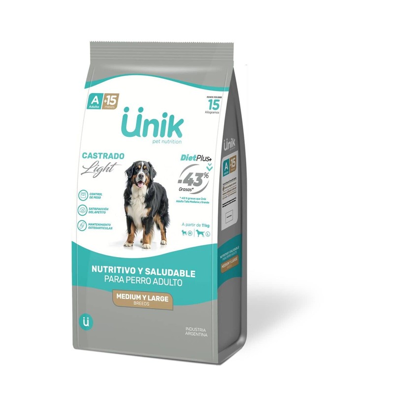 [UNIK015] Unik Perro Adulto Talla Med/Gr Control Peso/Castrado X 15Kg