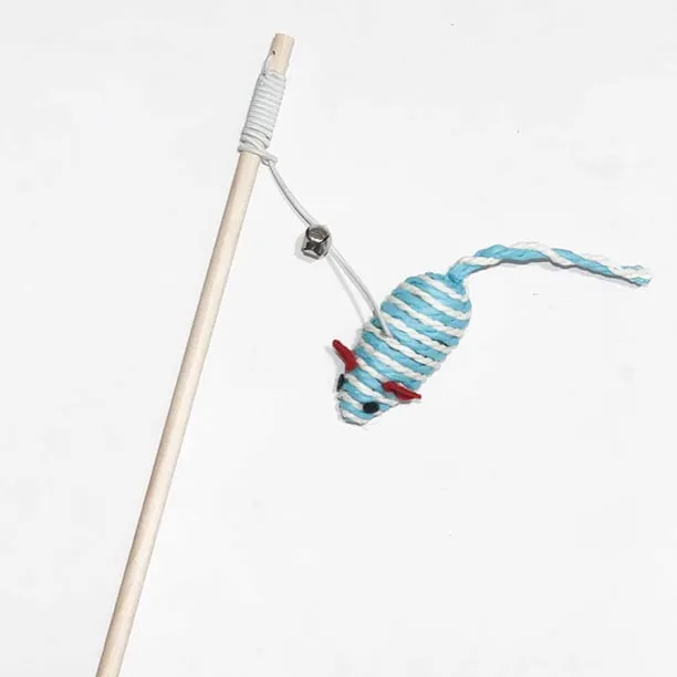 [JUG094] Juguete Gato Varita De Madera C/Cilindro y Plumas